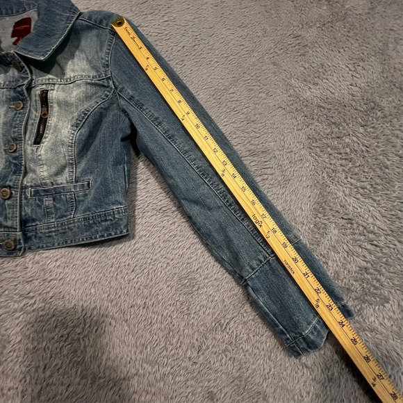 Highway Jeans Denim Jacket Button Up Zip Pockets Trucker Women's Large - Picture 6 of 11